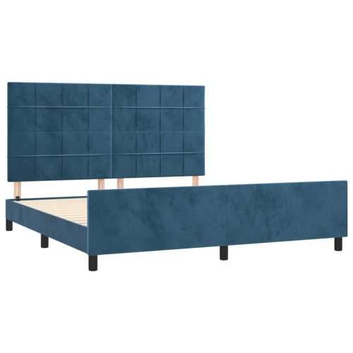 Okvir kreveta bez madraca tamnoplavi 160x200 cm baršunasti - Tamno plava 160 x 200 cm Blok s kvadratima Cijena