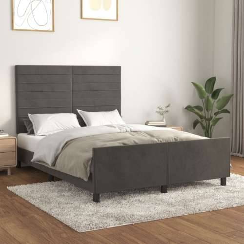Okvir za krevet bez madraca tamnosivi 140 x 190 cm baršunasti - Tamno siva 140 x 190 cm vodoravne pruge Cijena
