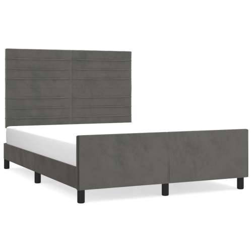 Okvir za krevet bez madraca tamnosivi 140 x 190 cm baršunasti - Tamno siva 140 x 190 cm vodoravne pruge Cijena