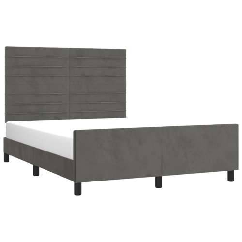 Okvir za krevet bez madraca tamnosivi 140 x 190 cm baršunasti - Tamno siva 140 x 190 cm vodoravne pruge Cijena