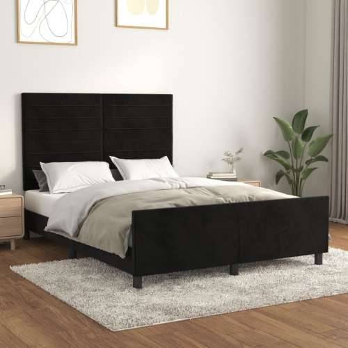 Okvir za krevet bez madraca crni 140 x 190 cm baršunasti - Crna 140 x 190 cm vodoravne pruge Cijena
