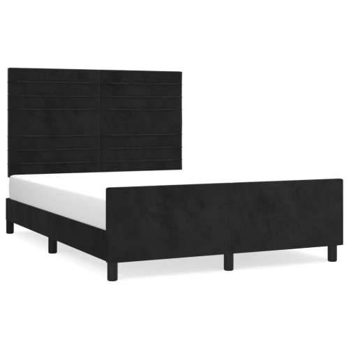 Okvir za krevet bez madraca crni 140 x 190 cm baršunasti - Crna 140 x 190 cm vodoravne pruge Cijena