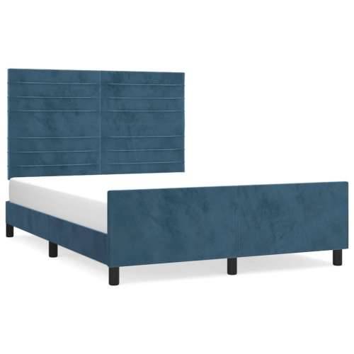 Okvir za krevet bez madraca tamnoplavi 140x190 cm baršunasti - Tamno plava 140 x 190 cm vodoravne pruge Cijena