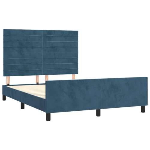 Okvir kreveta bez madraca tamnoplavi 140 x 200 cm baršunasti - Tamno plava 140 x 200 cm vodoravne pruge Cijena