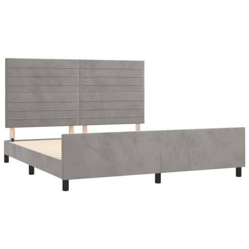 Okvir za krevet bez madraca svjetlosivi 160 x 200 cm baršunasti - Svjetlosiva 160 x 200 cm vodoravne pruge Cijena