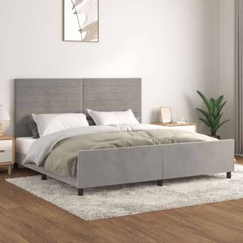 Okvir za krevet bez madraca svjetlosivi 200 x 200 cm baršunasti - Svjetlosiva 200 x 200 cm vodoravne pruge Cijena