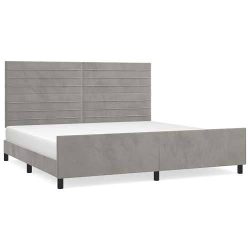 Okvir za krevet bez madraca svjetlosivi 200 x 200 cm baršunasti - Svjetlosiva 200 x 200 cm vodoravne pruge Cijena