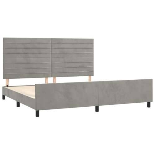 Okvir za krevet bez madraca svjetlosivi 200 x 200 cm baršunasti - Svjetlosiva 200 x 200 cm vodoravne pruge Cijena