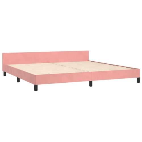 Okvir za krevet s uzglavljem ružičasti 200x200 cm baršunasti - Ružičasta 200 x 200 cm vodoravne pruge Cijena