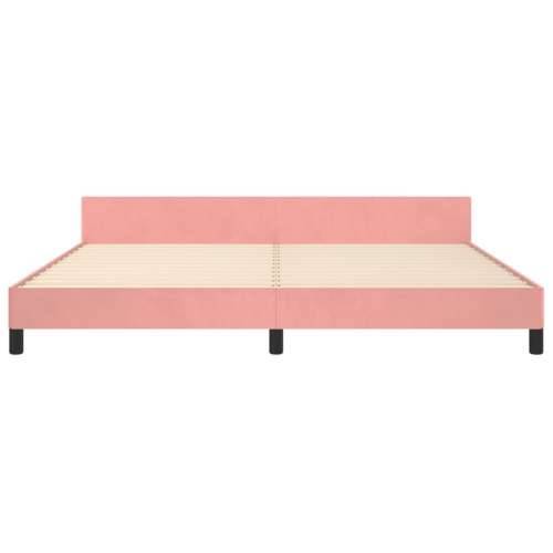 Okvir za krevet s uzglavljem ružičasti 200x200 cm baršunasti - Ružičasta 200 x 200 cm vodoravne pruge Cijena