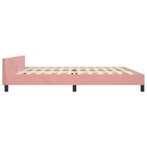Okvir za krevet s uzglavljem ružičasti 200x200 cm baršunasti - Ružičasta 200 x 200 cm vodoravne pruge Cijena