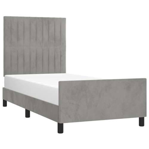 Okvir za krevet bez madraca svjetlosivi 80x200 cm baršunasti - Svjetlosiva 80 x 200 cm Okomite pruge Cijena