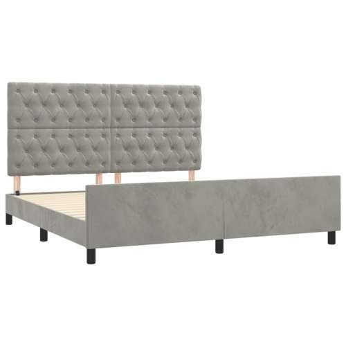 Okvir za krevet bez madraca svjetlosivi 160 x 200 cm baršunasti - Svjetlosiva 160 x 200 cm Dizajn s gumbima Cijena