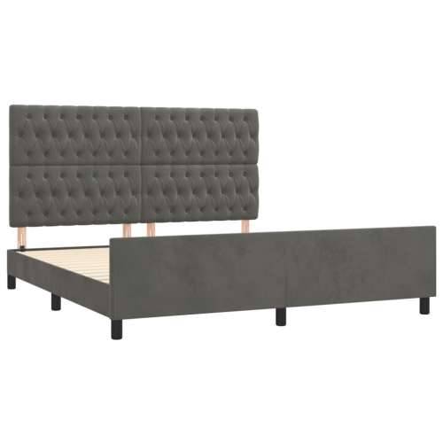 Okvir za krevet s uzglavljem tamnosivi 180x200 cm baršunasti - Tamno siva 180 x 200 cm Dizajn s gumbima Cijena
