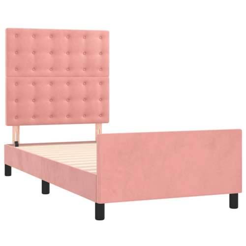 Okvir za krevet s uzglavljem ružičasti 90x200 cm baršunasti - Ružičasta 90 x 200 cm gumbi Cijena