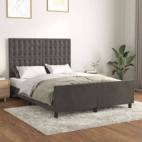 Okvir za krevet bez madraca tamnosivi 140 x 190 cm baršunasti - Tamno siva 140 x 190 cm gumbi Cijena