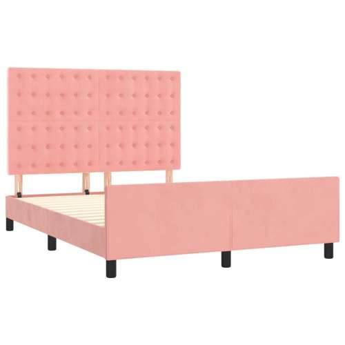 Okvir za krevet s uzglavljem ružičasti 140x190 cm baršunasti - Ružičasta 140 x 190 cm gumbi Cijena
