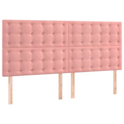 Okvir za krevet s uzglavljem ružičasti 140x190 cm baršunasti - Ružičasta 140 x 190 cm gumbi Cijena
