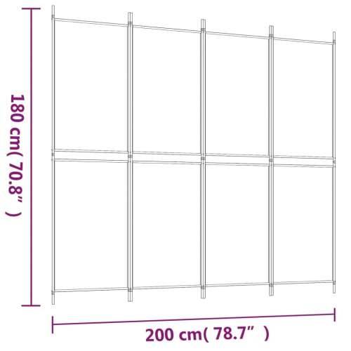 Paravan - Sobna pregrada s 4 panela bijela 200 x 180 cm od tkanine - Bijela 200 x 180 cm 1 4 Cijena