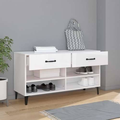 Ormarić za cipele sjajni bijeli 102x35x55 cm konstruirano drvo - Visoko sjajno bijela 1 Cijena