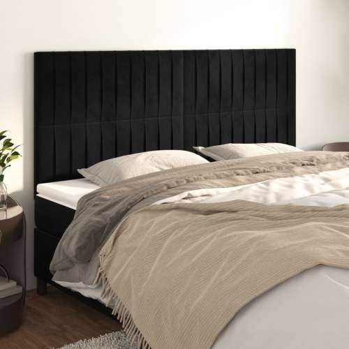 Uzglavlje 4 kom crni 90x5x78/88 cm baršunasta - Crna 180 cm 1 Visoko Cijena