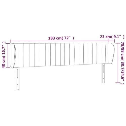 Uzglavlje s ušima crno 183x23x78/88 cm baršunasto - Crna 183 x 23 x 78/88 cm 1 Cijena
