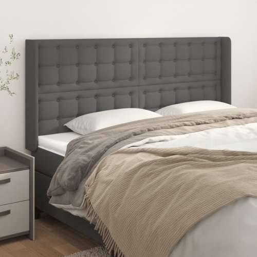 Uzglavlje s ušima sivo 203x16x118/128 cm od umjetne kože - Siva 203 x 16 x 118/128 cm 1 Cijena