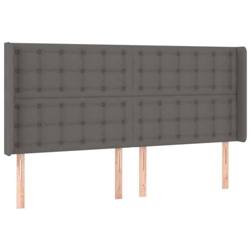 Uzglavlje s ušima sivo 203x16x118/128 cm od umjetne kože - Siva 203 x 16 x 118/128 cm 1 Cijena