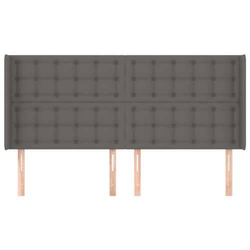Uzglavlje s ušima sivo 203x16x118/128 cm od umjetne kože - Siva 203 x 16 x 118/128 cm 1 Cijena