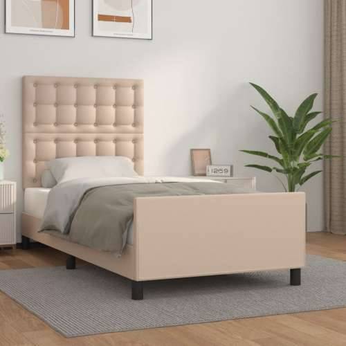 Okvir za krevet s uzglavljem cappuccino 80x200 cm umjetna koža - Boja cappuccina 80 x 200 cm gumbi Cijena