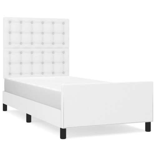 Okvir za krevet s uzglavljem bijeli 90x190 cm od umjetne kože - Bijela 90 x 190 cm gumbi Cijena