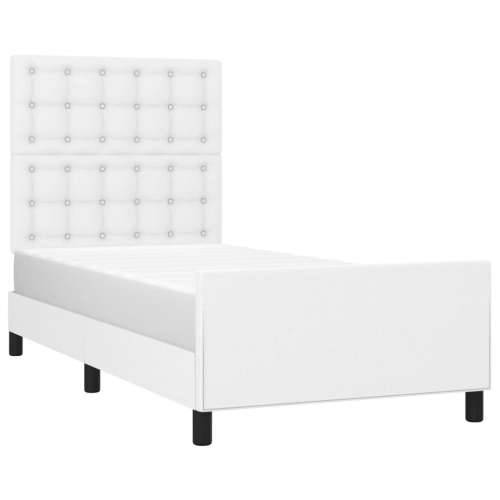 Okvir za krevet s uzglavljem bijeli 90x190 cm od umjetne kože - Bijela 90 x 190 cm gumbi Cijena