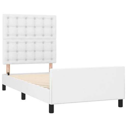 Okvir za krevet s uzglavljem bijeli 90x190 cm od umjetne kože - Bijela 90 x 190 cm gumbi Cijena