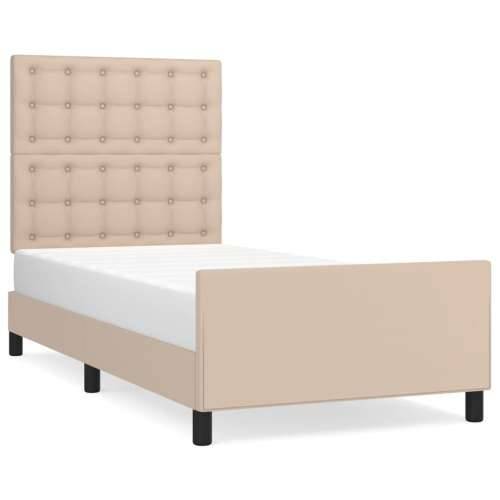 Okvir za krevet s uzglavljem cappuccino 90x200 cm umjetna koža - Boja cappuccina 90 x 200 cm gumbi Cijena