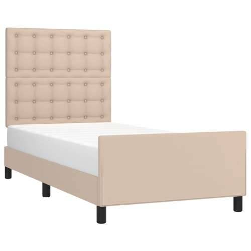 Okvir za krevet s uzglavljem cappuccino 90x200 cm umjetna koža - Boja cappuccina 90 x 200 cm gumbi Cijena