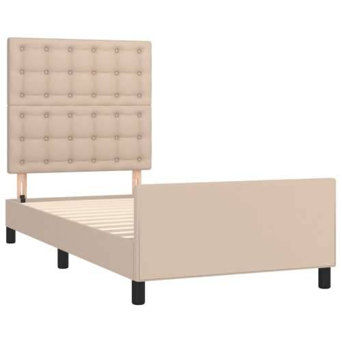 Okvir za krevet s uzglavljem cappuccino 90x200 cm umjetna koža - Boja cappuccina 90 x 200 cm gumbi Cijena