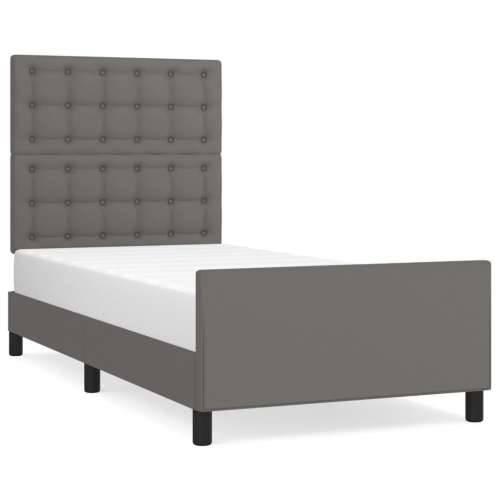 Okvir za krevet s uzglavljem sivi 100x200 cm od umjetne kože - Siva 100 x 200 cm gumbi Cijena