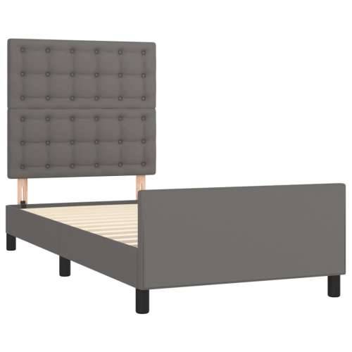 Okvir za krevet s uzglavljem sivi 100x200 cm od umjetne kože - Siva 100 x 200 cm gumbi Cijena