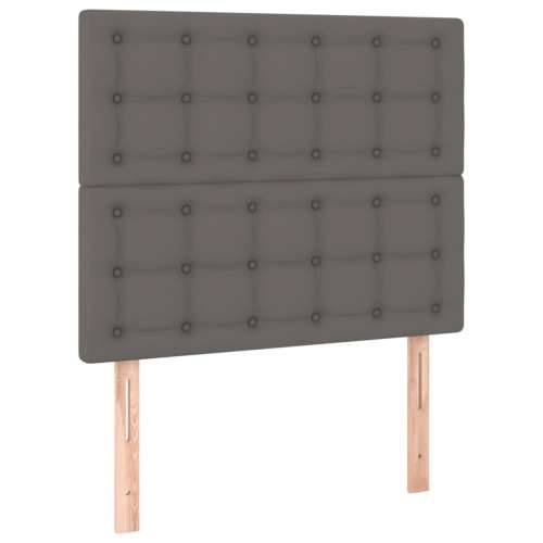 Okvir za krevet s uzglavljem sivi 100x200 cm od umjetne kože - Siva 100 x 200 cm gumbi Cijena