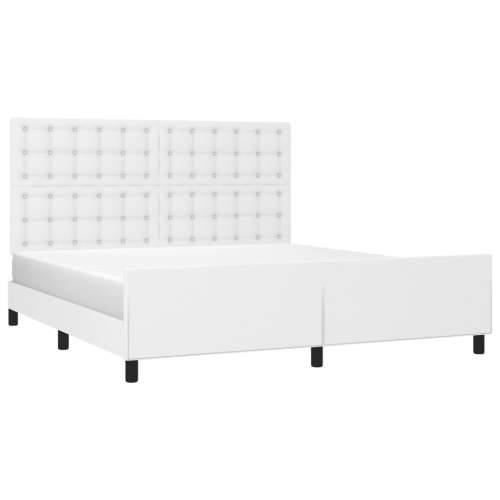 Okvir za krevet s uzglavljem bijeli 180x200 cm od umjetne kože - Bijela 180 x 200 cm gumbi Cijena