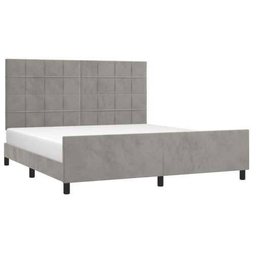 Okvir za krevet s uzglavljem svjetlosivi 180x200 cm baršunasti - Svjetlosiva 180 x 200 cm Blok s kvadratima Cijena