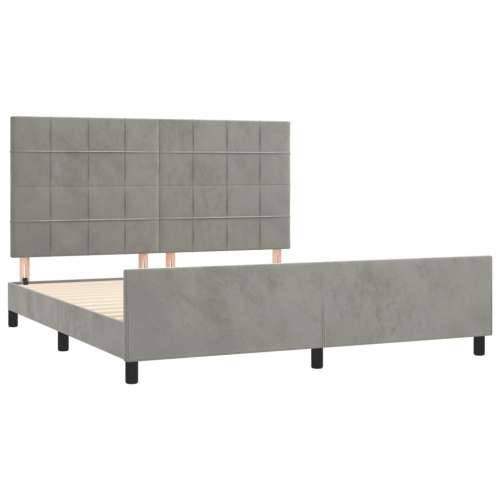 Okvir za krevet s uzglavljem svjetlosivi 180x200 cm baršunasti - Svjetlosiva 180 x 200 cm Blok s kvadratima Cijena