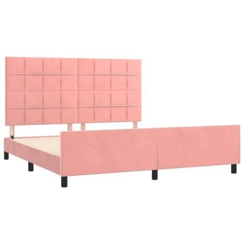 Okvir za krevet s uzglavljem ružičasti 180x200 cm baršunasti - Ružičasta 180 x 200 cm Blok s kvadratima Cijena