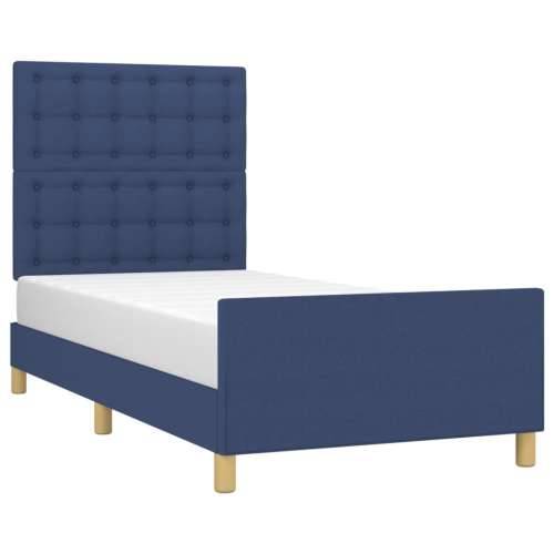 Okvir za krevet s uzglavljem plavi 80 x 200 cm od tkanine - Plava 80 x 200 cm gumbi Cijena