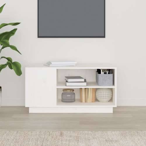 TV ormarić bijeli 80 x 35 x 40,5 cm od masivne borovine - Bijela 1 Cijena