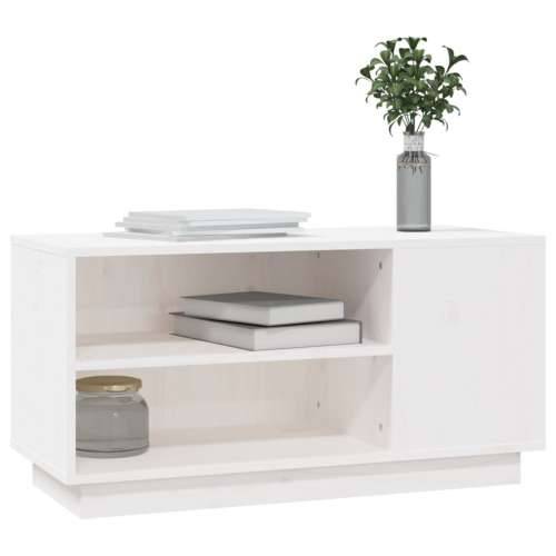 TV ormarić bijeli 80 x 35 x 40,5 cm od masivne borovine - Bijela 1 Cijena