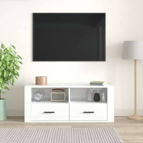 TV ormarić sjajni bijeli 100 x 35 x 40 cm od konstruiranog drva - Visoko sjajno bijela 1 Cijena