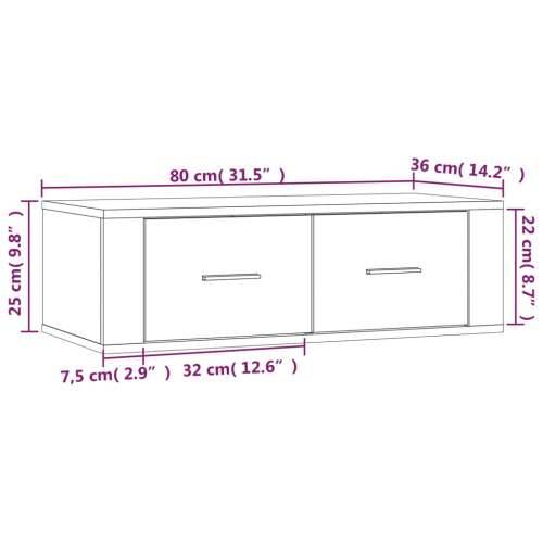 Viseći TV ormarić boja hrasta 80x36x25 cm od konstruiranog drva - Sivi hrast sonoma 1 Cijena