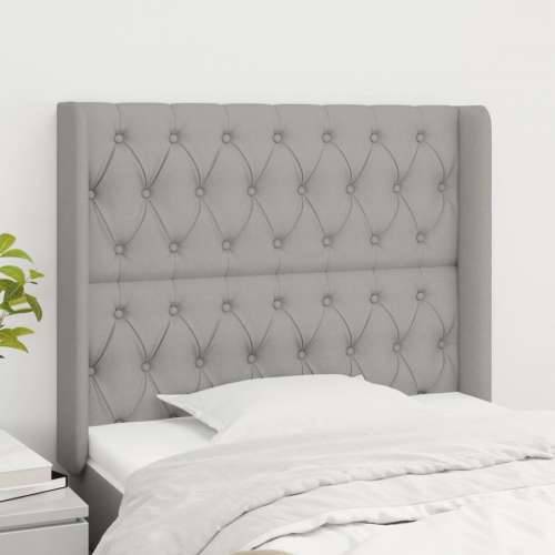 Uzglavlje s ušima svjetlosivo 93x16x118/128 cm od tkanine - Svjetlosiva 93 x 16 x 118/128 cm 1 Cijena