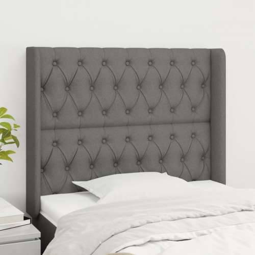 Uzglavlje s ušima tamnosivo 93x16x118/128 cm od tkanine - Tamno siva 93 x 16 x 118/128 cm 1 Cijena